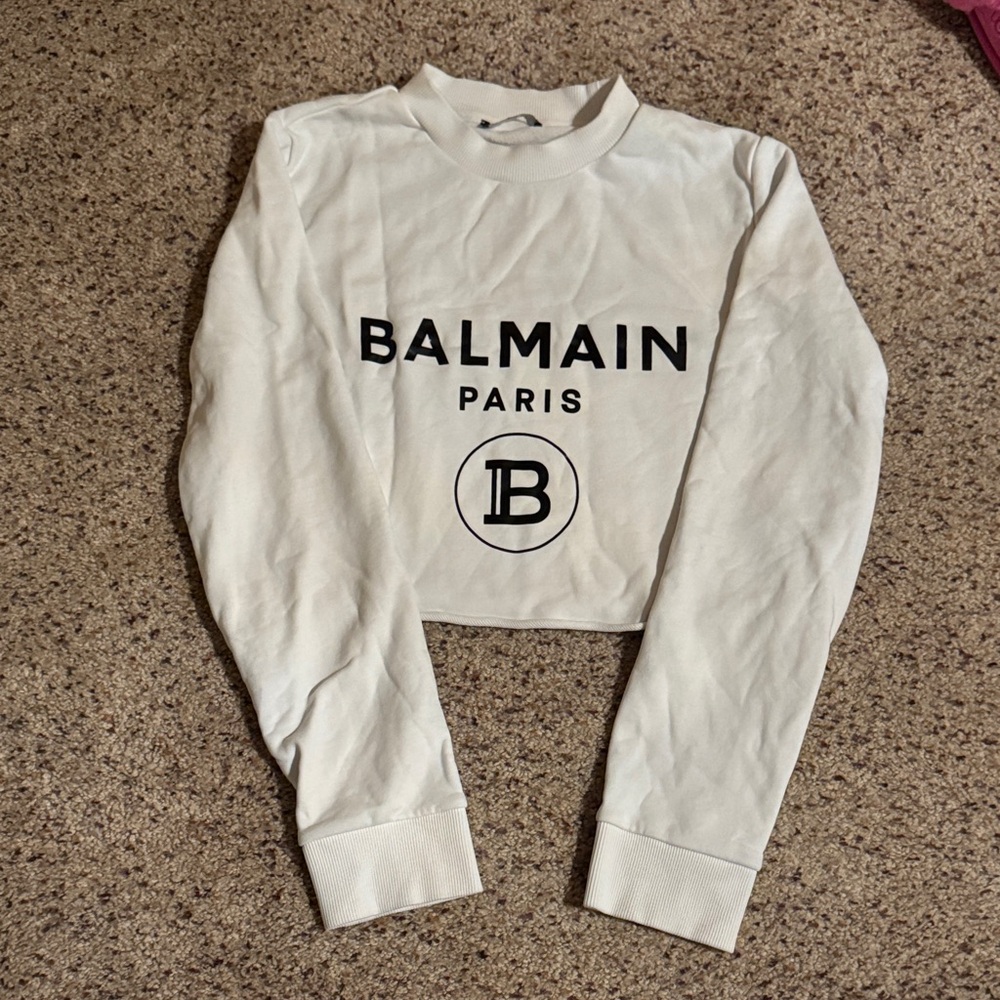 Balmain Logo Crop Sweatshirt